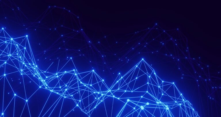 Abstract blue and teal network showing interconnected shared technology dependencies.